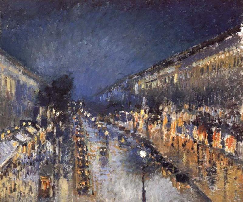 Camille Pissarro The Boulevard Monimartre at Night Norge oil painting art